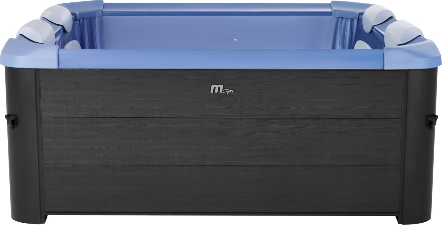 MSpa Oslo Sapphire — The flagship: 120 massage jets, a high-strength ABS structure with wood-effect panelling, LED ambience and Wi-Fi control in a four-to-six person spa.