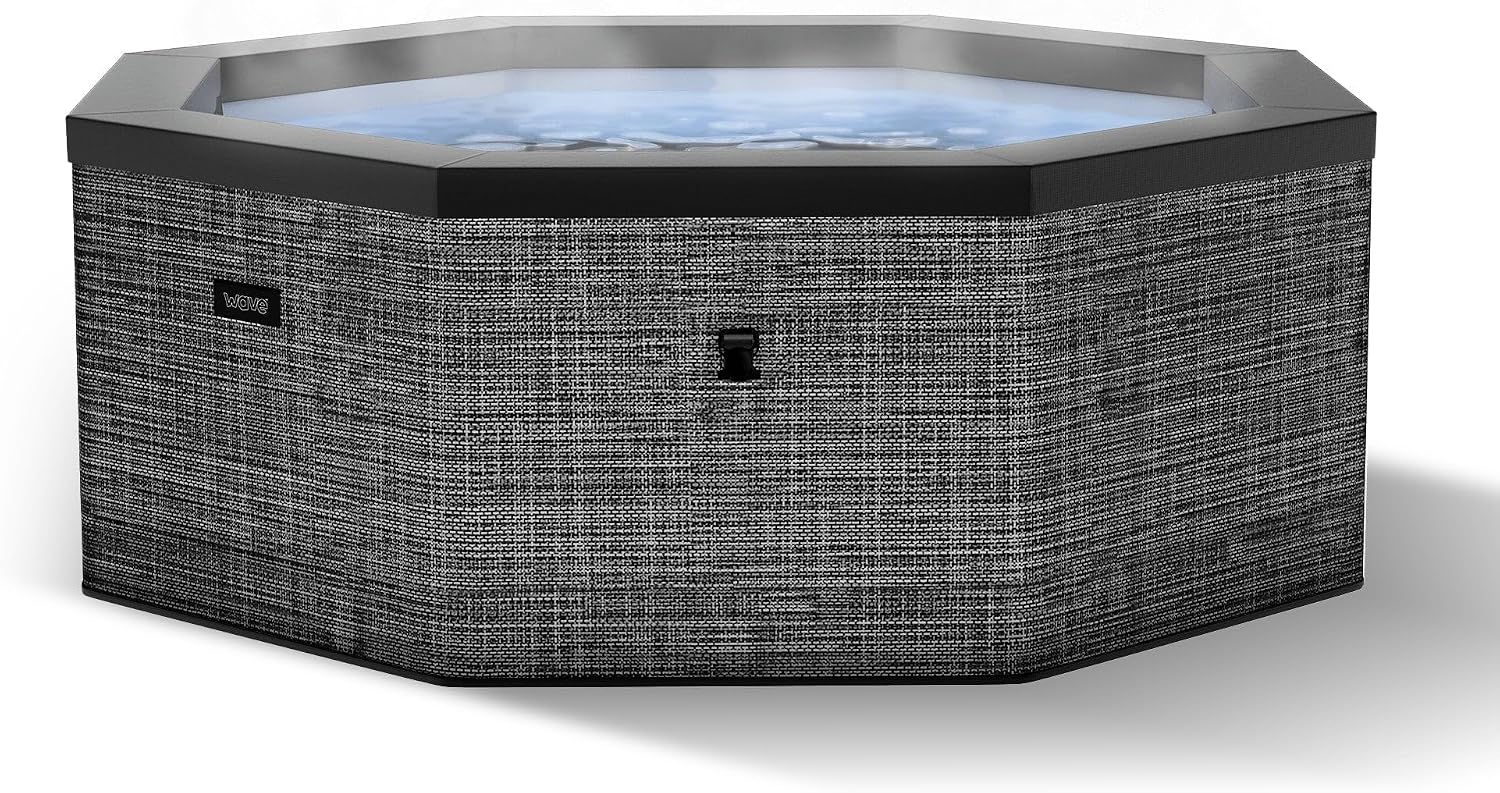 Wave Como Eco Foam — Rigid eco-foam four-to-six seater in flint grey with Wi-Fi app control, an Aquajet 90 massage system and up to 50% more thermal efficiency.